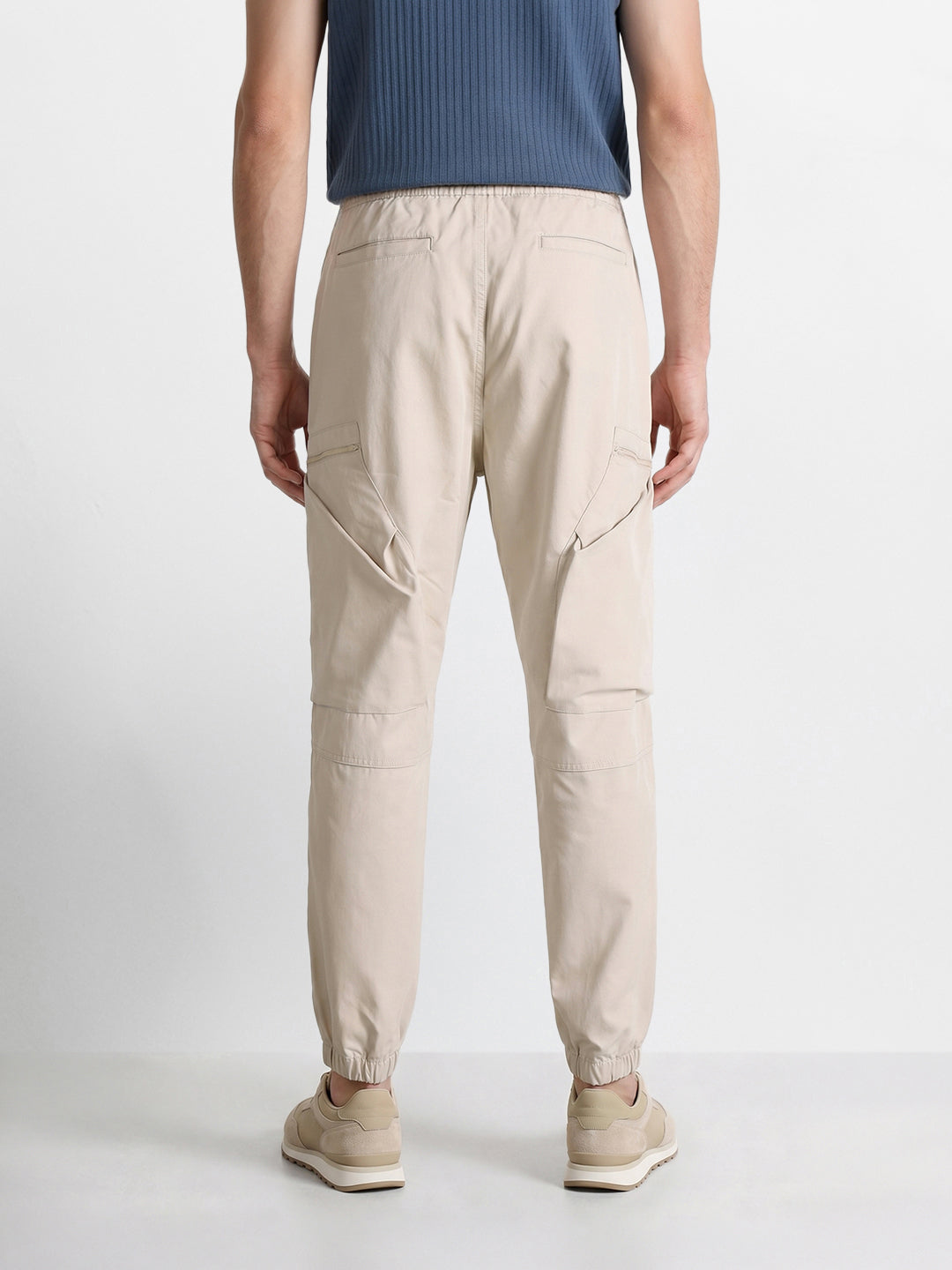 Men's White Relaxed Fit Solid Utility Cargo