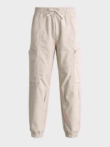 Men's White Relaxed Fit Solid Utility Cargo