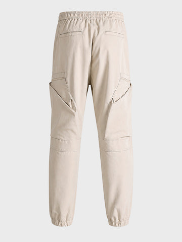 Men's White Relaxed Fit Solid Utility Cargo