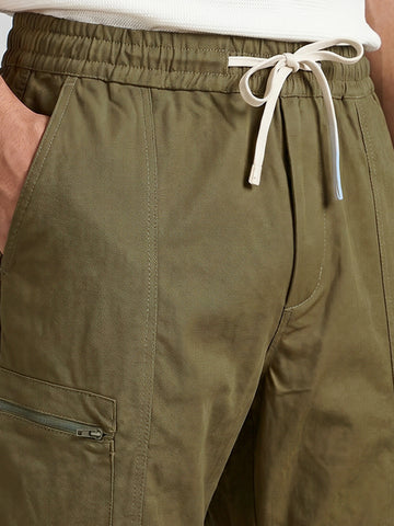 Men's Brown Relaxed Fit Solid Utility Cargo