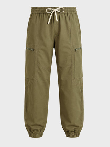Men's Brown Relaxed Fit Solid Utility Cargo