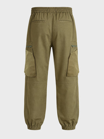 Men's Brown Relaxed Fit Solid Utility Cargo