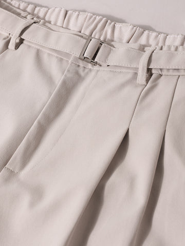 Men's White Relaxed Fit Textured Utility Trousers