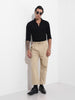 Men's Khaki Relaxed Fit Solid Casual Trousers