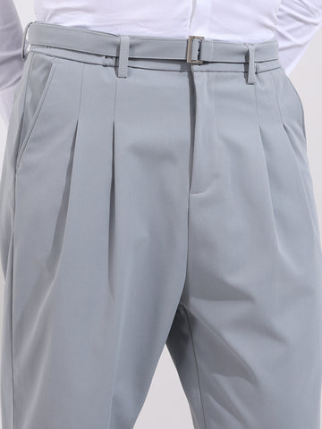 Men's Blue Relaxed Fit Utility Textured Trousers