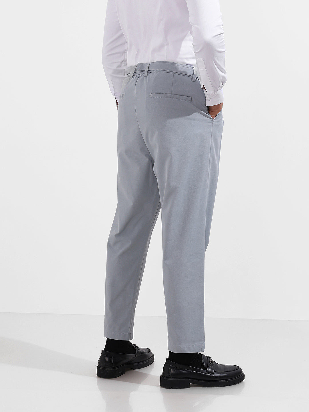 Men's Blue Relaxed Fit Utility Textured Trousers