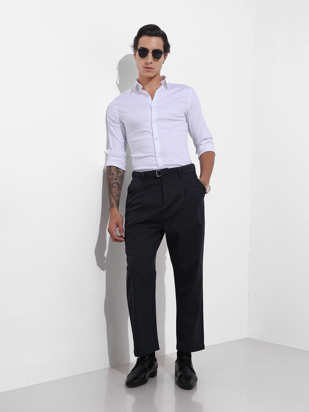 Men's Grey Relaxed Fit Textured Utility Trousers