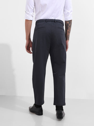Men's Grey Relaxed Fit Textured Utility Trousers