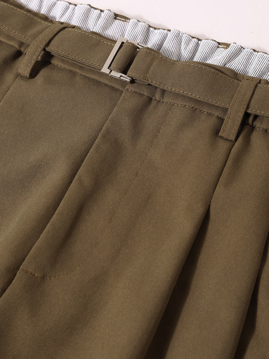 Men's Brown Relaxed Fit Textured Utility Trousers