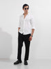 Men's Black Relaxed Fit Textured Utility Trousers