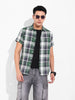 Men's Green Slim Fit Checked Casual Shirt