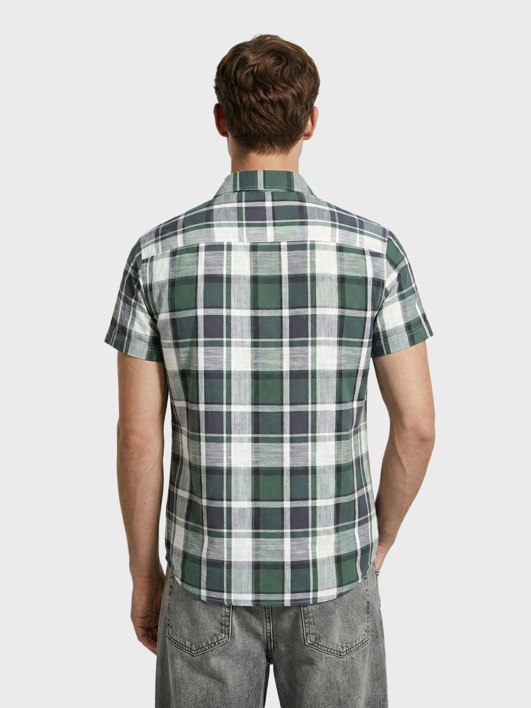 Men's Green Slim Fit Checked Casual Shirt