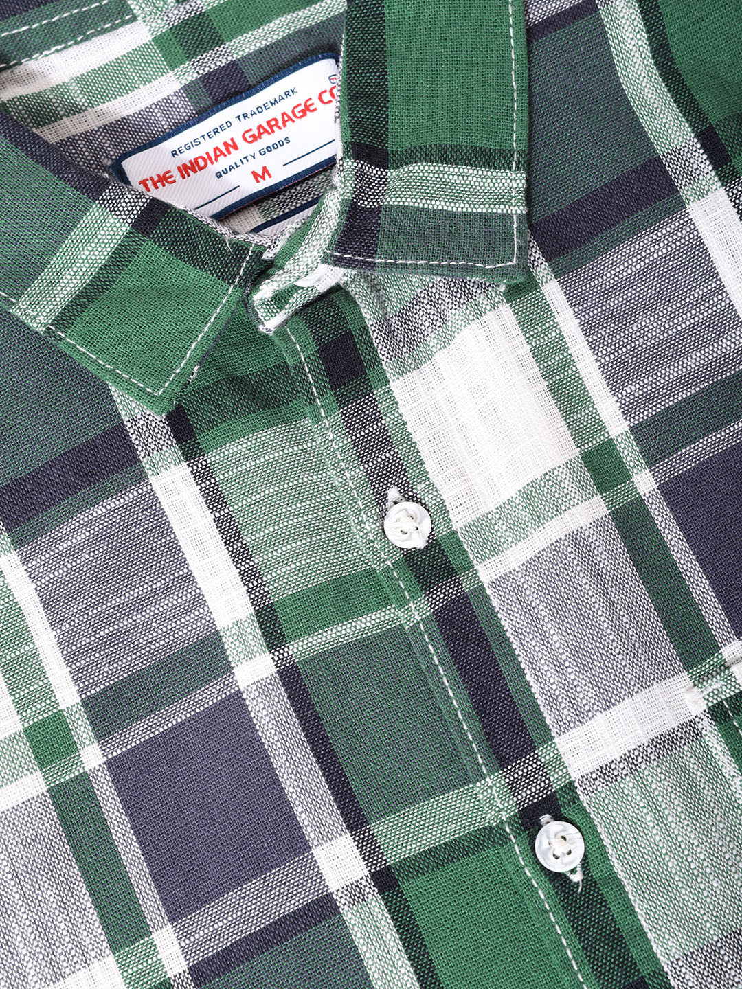 Men's Green Slim Fit Checked Casual Shirt