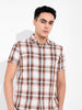 Men's Brown Slim Fit Checked Casual Shirt