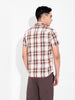 Men's Brown Slim Fit Checked Casual Shirt