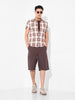 Men's Brown Slim Fit Checked Casual Shirt