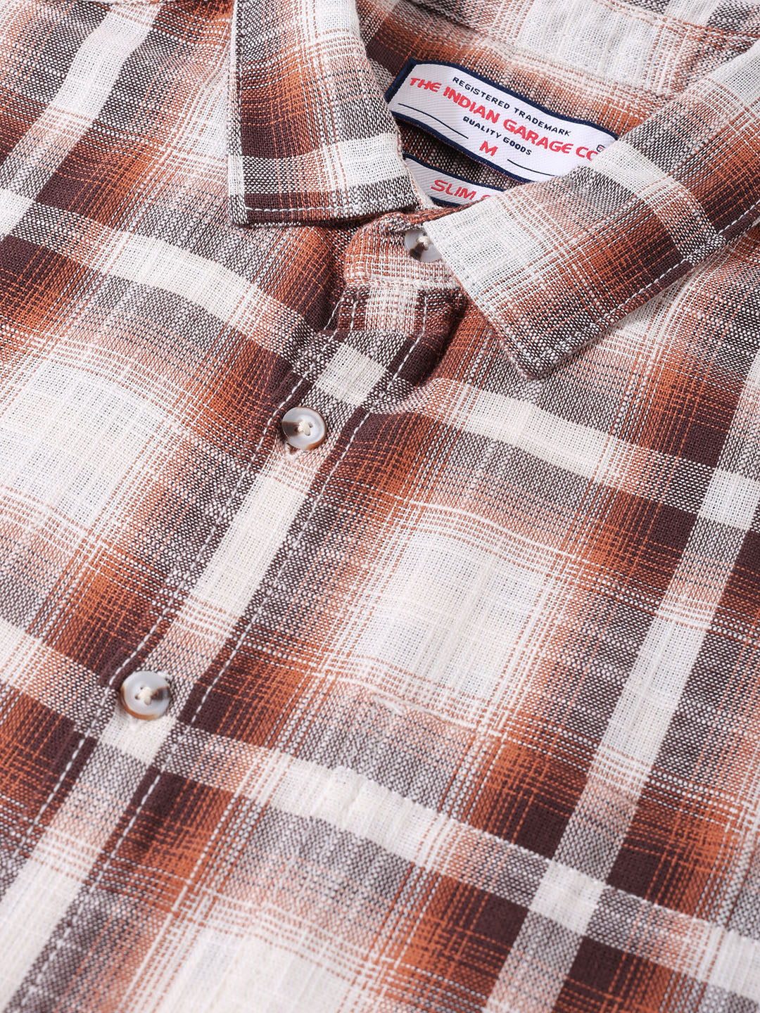 Men's Brown Slim Fit Checked Casual Shirt