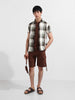 Men's Cream Slim Fit Checked Casual Shirt