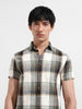Men's Cream Slim Fit Checked Casual Shirt