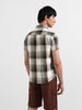 Men's Cream Slim Fit Checked Casual Shirt