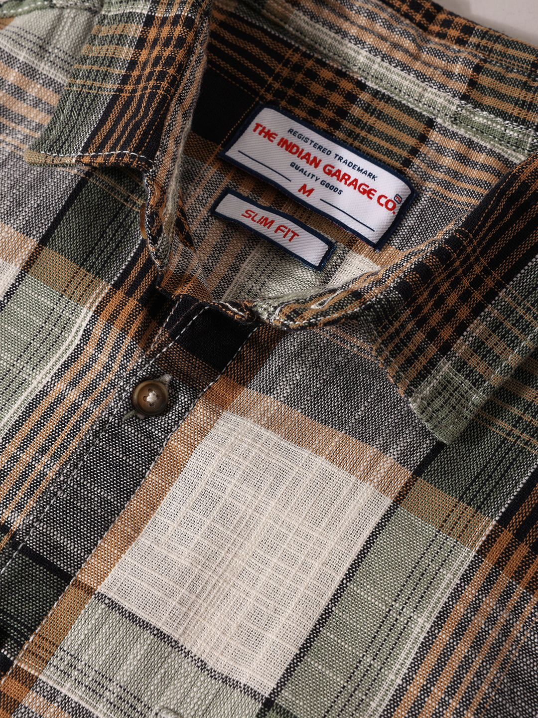 Men's Cream Slim Fit Checked Casual Shirt