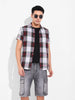 Men's White Slim Fit Checked Casual Shirt