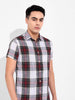 Men's White Slim Fit Checked Casual Shirt