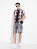 Men's White Slim Fit Checked Casual Shirt