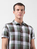 Men's Green Slim Fit Checked Casual Shirt