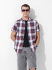 Men's Maroon Slim Fit Checked Casual Shirt