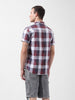 Men's Maroon Slim Fit Checked Casual Shirt