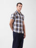 Men's Khaki Slim Fit Checked Casual Shirt