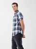 Men's Blue Slim Fit Checked Casual Shirt