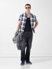 Men's Blue Slim Fit Checked Casual Shirt