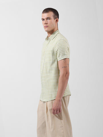 Men's Green Slim Fit Checked Casual Shirt