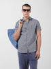Men's Navy Blue Slim Fit Checked Casual Shirt