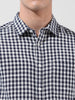 Men's Navy Blue Slim Fit Checked Casual Shirt