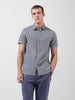 Men's Navy Blue Slim Fit Checked Casual Shirt