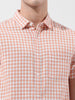Men's Orange Slim Fit Checked Casual Shirt