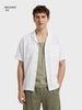 Men's White Relaxed Fit Geometric Resort Shirt