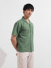 Men's Green Relaxed Fit Geometric Print Resort Wear Shirt
