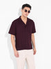 Men's Maroon Relaxed Fit Geometric Print Resort Wear Shirt