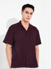 Men's Maroon Relaxed Fit Geometric Print Resort Wear Shirt