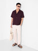 Men's Maroon Relaxed Fit Geometric Print Resort Wear Shirt