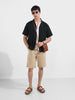 Men's Olive Relaxed Fit Geometric Resort Wear Shirt