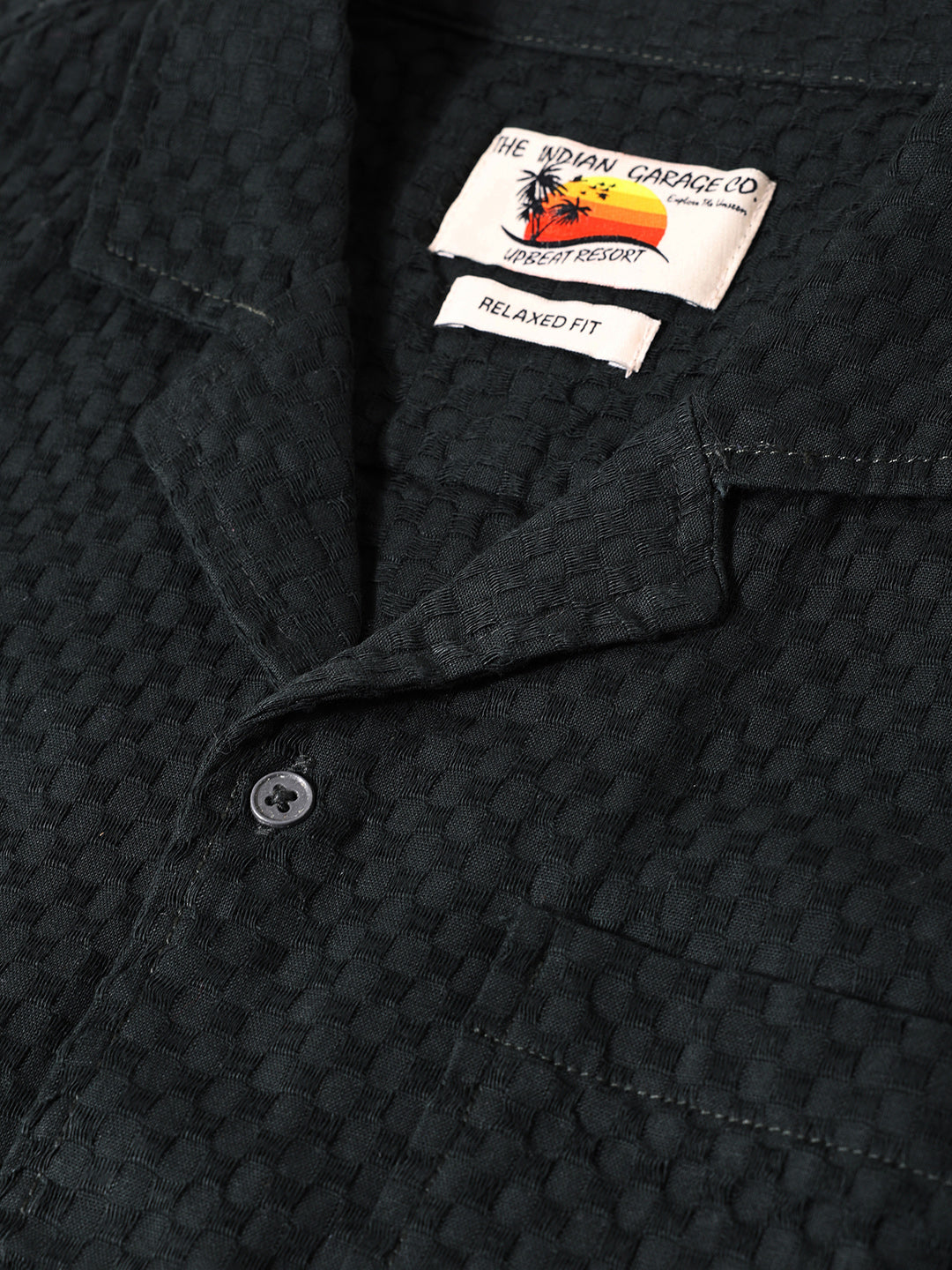 Men's Olive Relaxed Fit Geometric Resort Wear Shirt