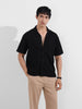 Men's Black Relaxed Fit Geometric Resort Wear Shirt