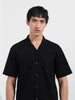 Men's Black Relaxed Fit Geometric Resort Wear Shirt