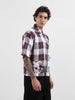 Men's Maroon Oversized Fit Embroidered Resort Wear Shirt