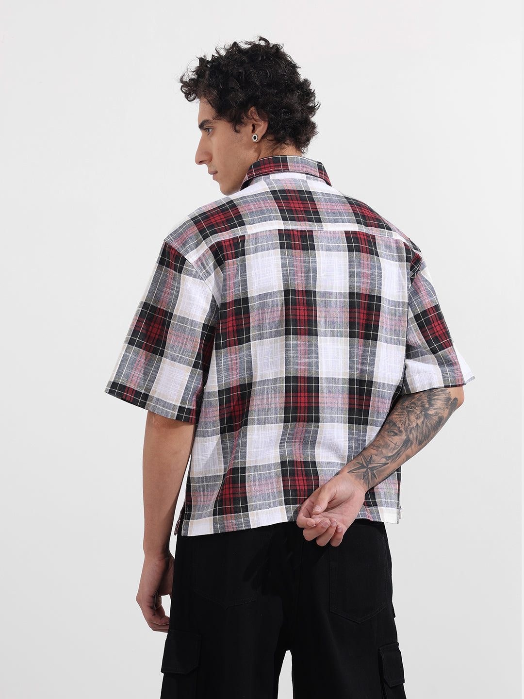 Men's Maroon Oversized Fit Embroidered Resort Wear Shirt